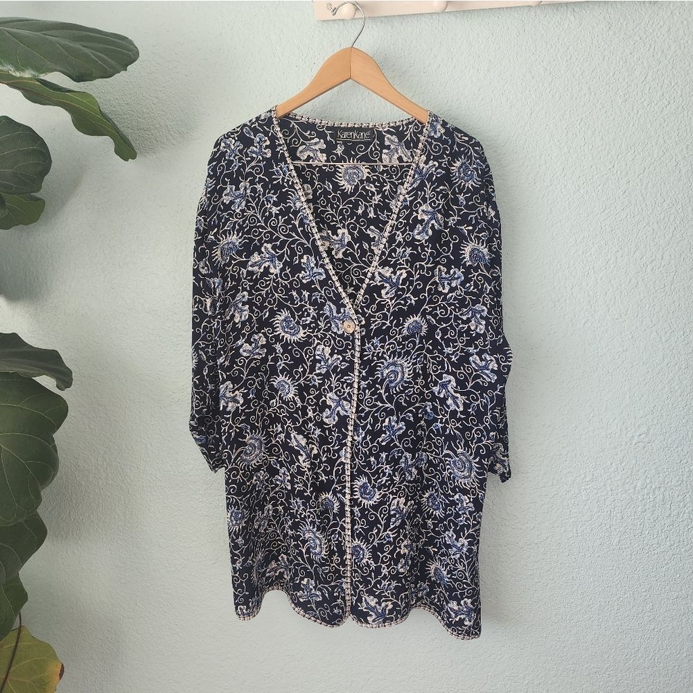 Karen Kane button front tunic length cardigan